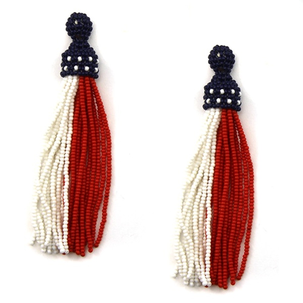 Fourth of July Firecracker Earrings Red White Blue - Picture 1 of 3